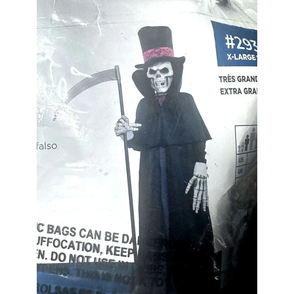 Dapper Death Grim Reaper Halloween Costume Skeleton KIds Child Sz XL 14-16 NEW - Picture 7 of 7